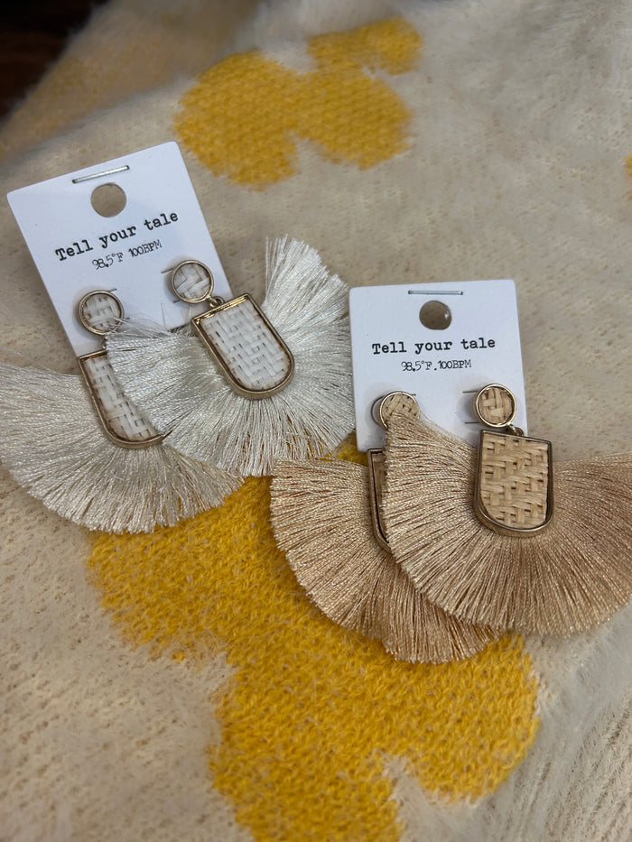 Neutral fringe earrings