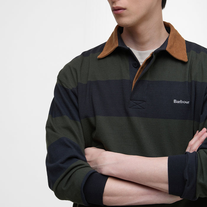 Barbour - Newclose Rugby Shirt in Olive/Black - Nigel Clare
