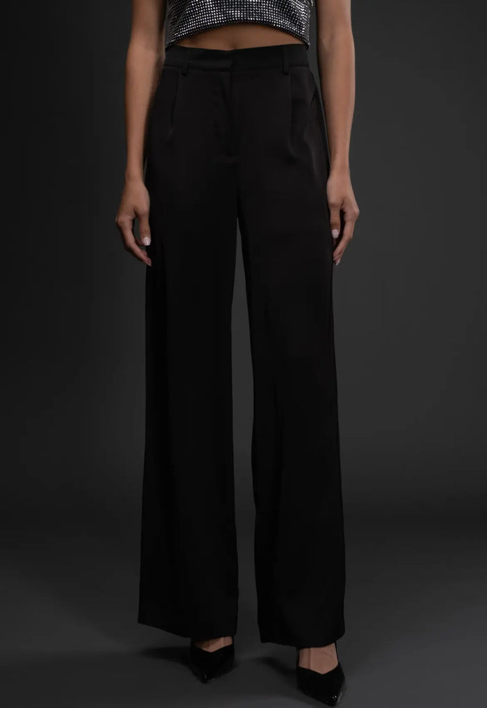 Black satin pants