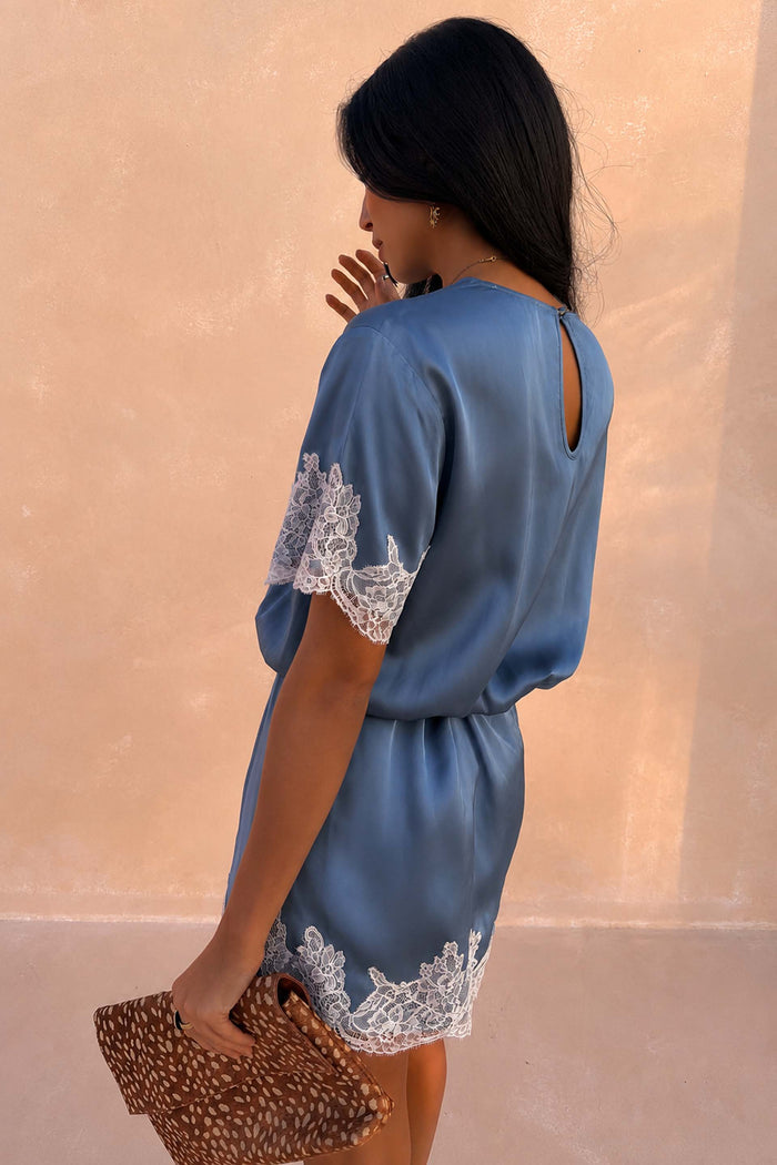 Blue Lace Mini Dress