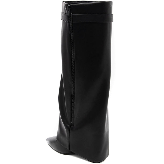 Bottes Hautes à Effet Guêtre avec Boucle Dorée – Noir