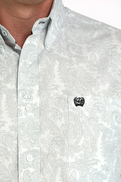 Cinch White Paisley Print Long Sleeve Shirt