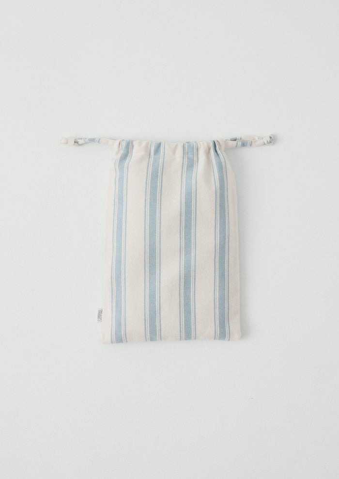 Fjord Stripe Cotton Flannel Housewife Pillowcase Set | Washed Blue/Ecru