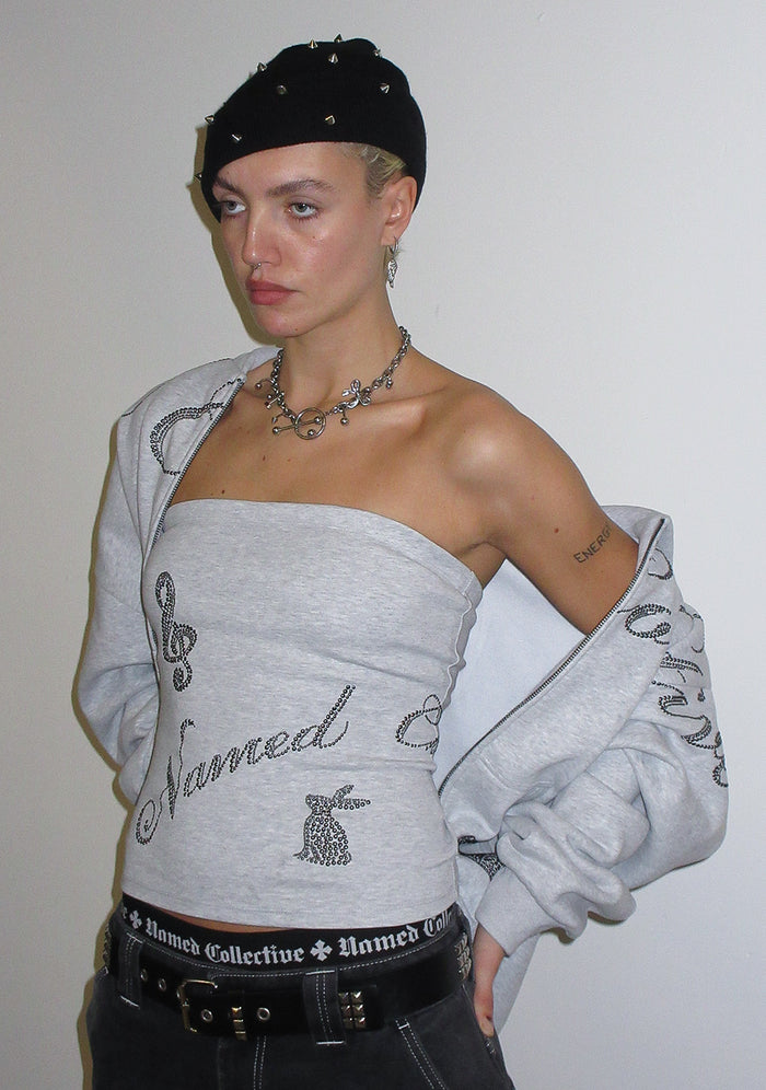 MUSE STUDDED TUBE TOP GREY MARL