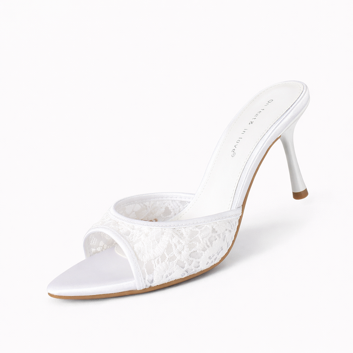 open-toe lace mule heels with slim stiletto – BELLA