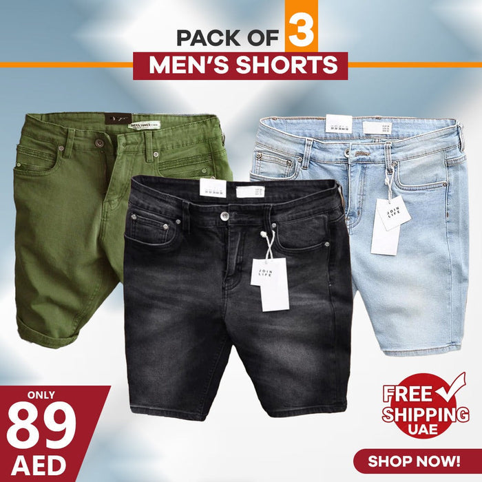 Pack of 3 Men's DENIM SHORTS