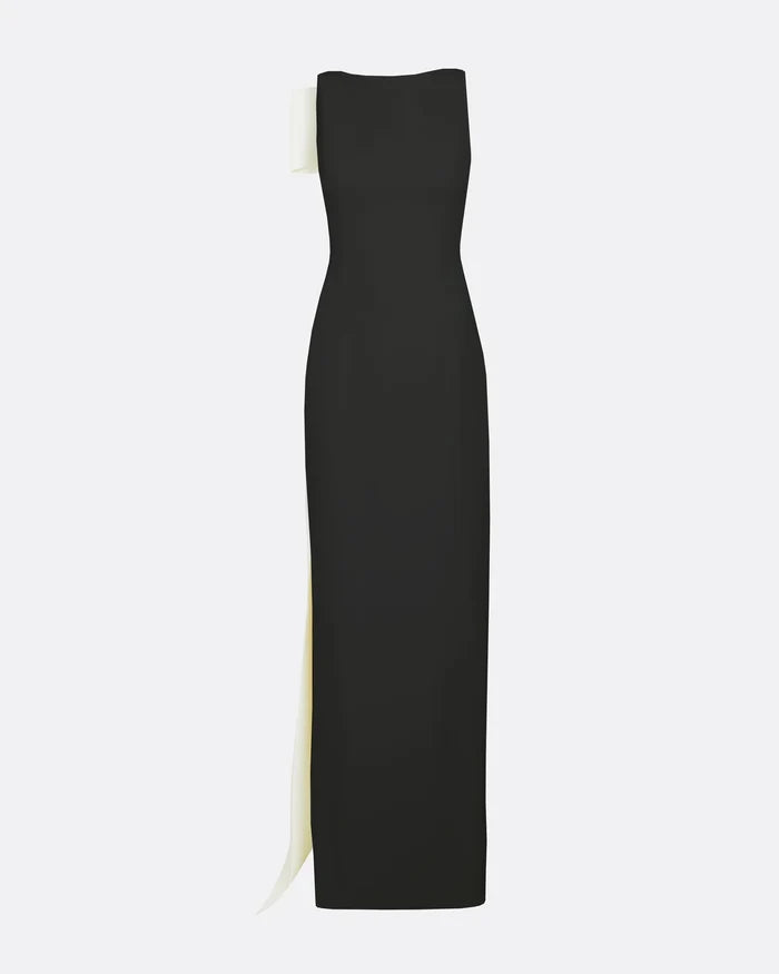 sleeveless column gown with contrast train – NOILF-1