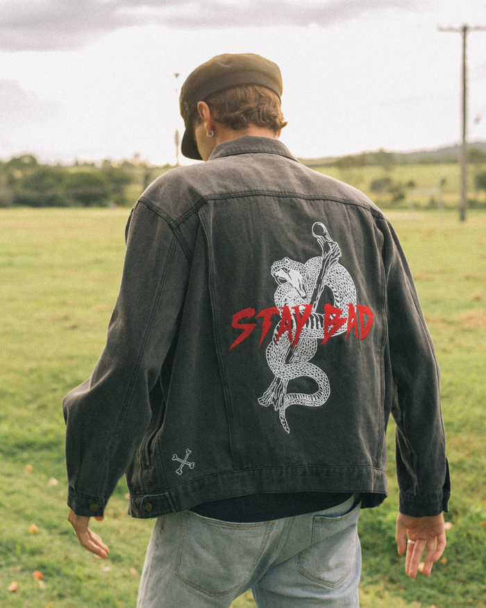 Stay Bad Denim Jacket - Black Wash