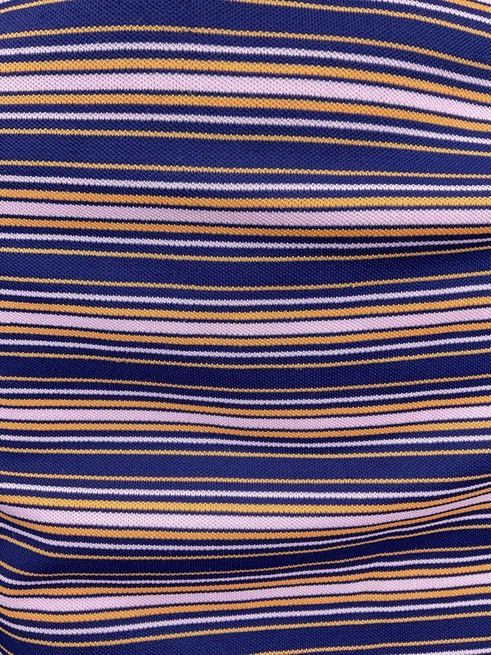 VINTAGE 60s 70s NAVY BLUE BABY PINK STRIPED MOD SHIRT DRESS 12 14