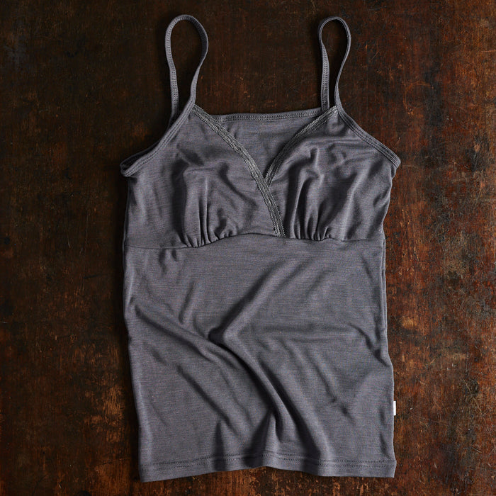 Women's Merino Wool/Silk Strap Vest - Grey