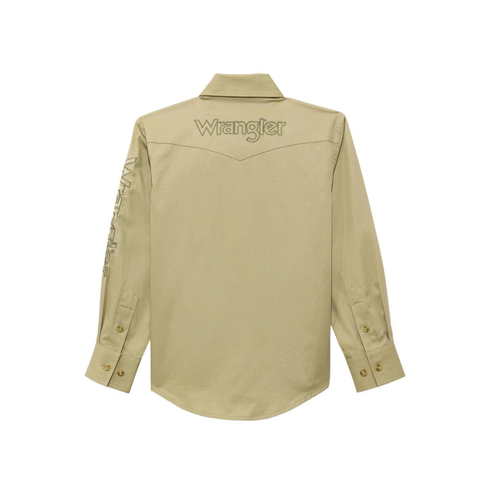 Wrangler Logo Long Sleeve Shirt in Brown