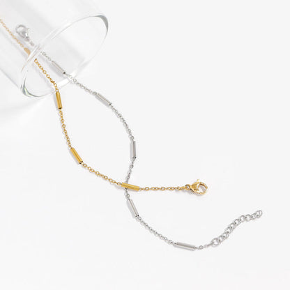 18K Gold PVD Stainless Steel Satellite Bar Chain Bracelet