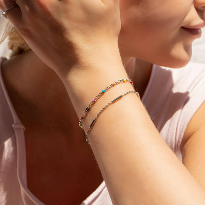 18K Gold PVD Stainless Steel Satellite Bar Chain Bracelet