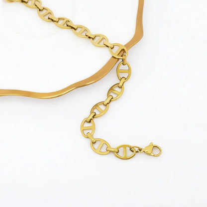 18K Gold PVD Stainless Steel Thick Oval Chain Bracelet