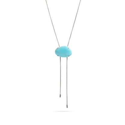 18K Gold PVD Stainless Steel Turquoise Charm Bolo Necklace