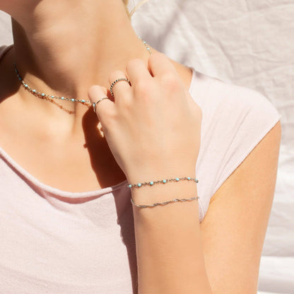 18K Gold PVD Stainless Steel Turquoise Confetti Bracelet