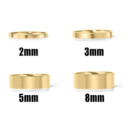 18K Gold Stainless Steel Blank Flat Band Ring