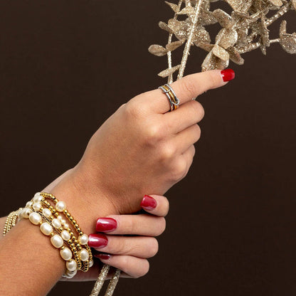 18K Gold Stainless Steel Mixed Metal Triple Intertwined Ring