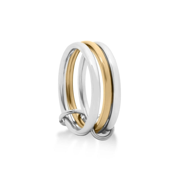 18K Gold Stainless Steel Mixed Metal Triple Intertwined Ring