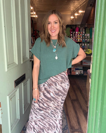 3 COLORS! Raised Rib Cap Sleeve Top