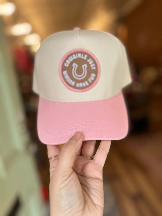 Cowgirls just wanna have fun canvas hat