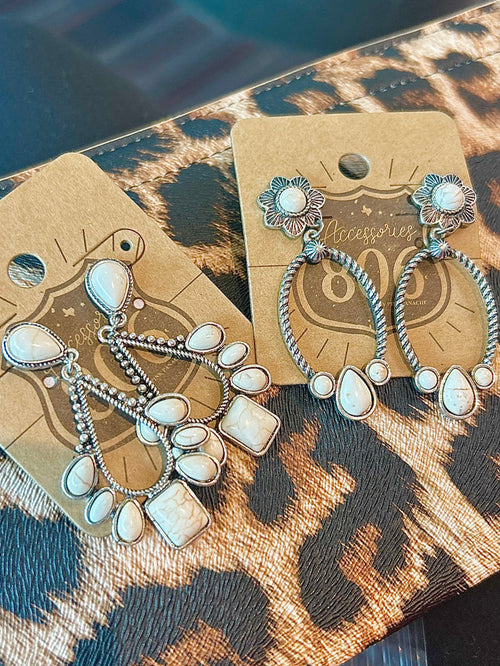 White western earrings