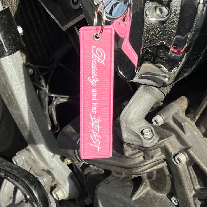 Motorcycle Key Chain - Beauty And Her Beast Pink: Dimensions: 4
