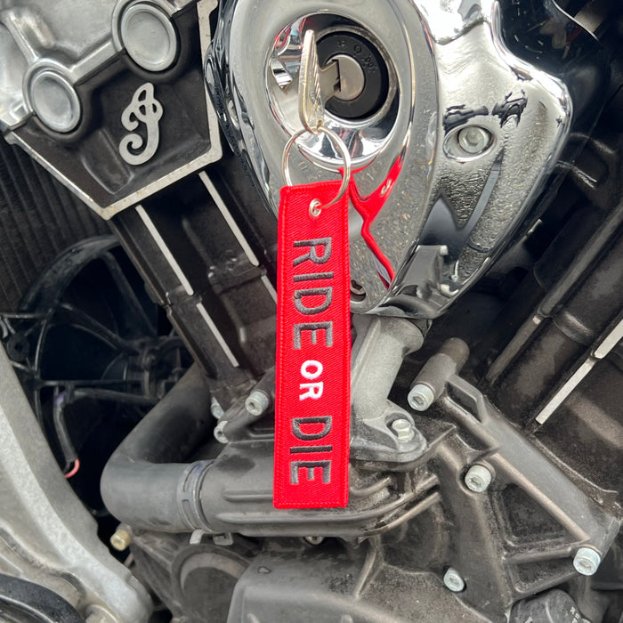 Motorcycle Key Chain - Ride Or Die Red: Dimensions: 4