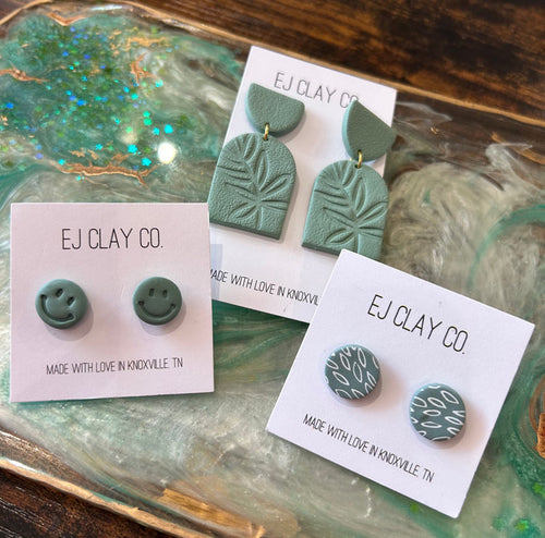 Sage clay earrings