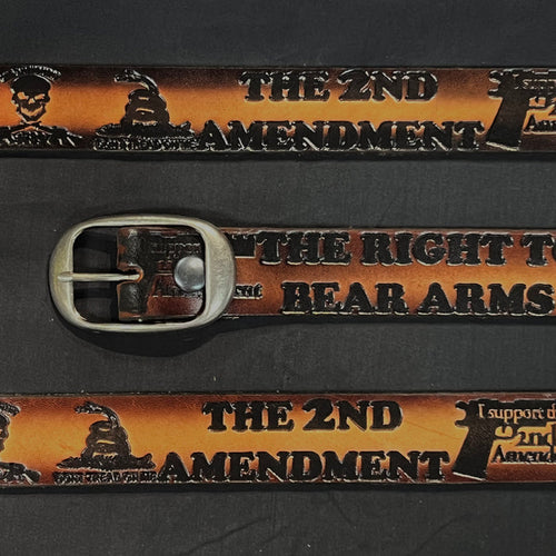 Belt 2nd Amendment Scene: Complete your outfit with this rustic leather snap belt with tarnished brass buckle or stainless st
