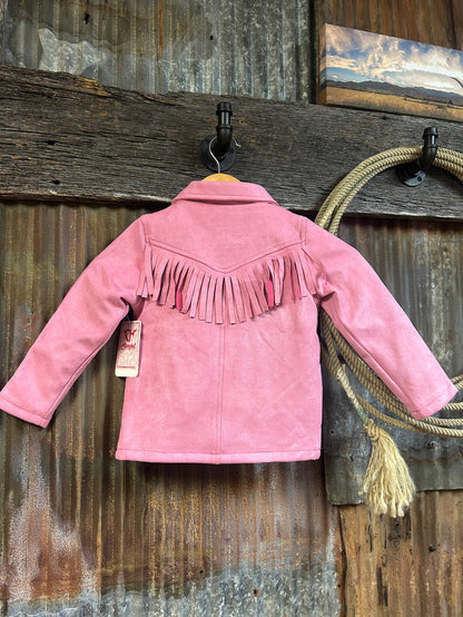 Cowgirl Hardware Pink Faux Suede Fringe Jacket