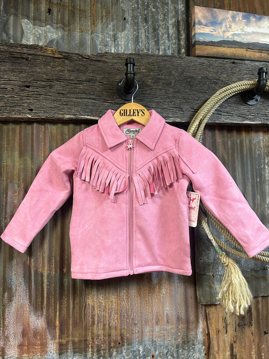 Cowgirl Hardware Pink Faux Suede Fringe Jacket