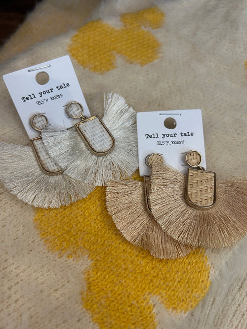 Neutral fringe earrings