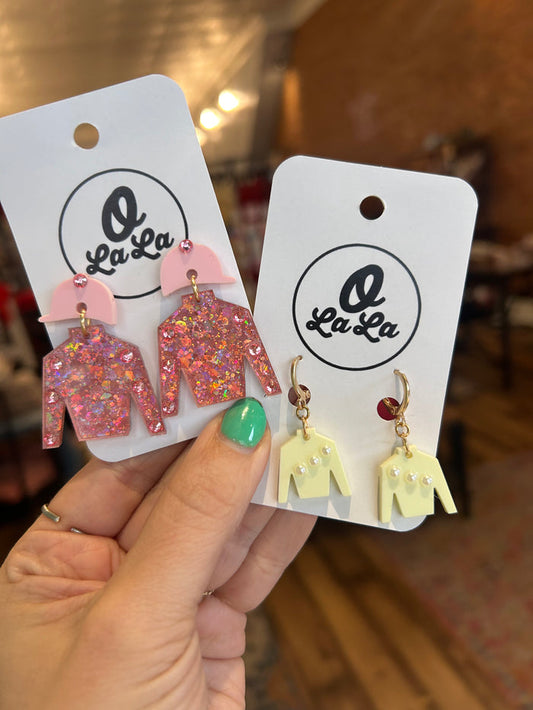 Pink/Butter derby earrings