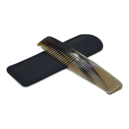 ABBEYHORN Horn Double Tooth Comb & Case