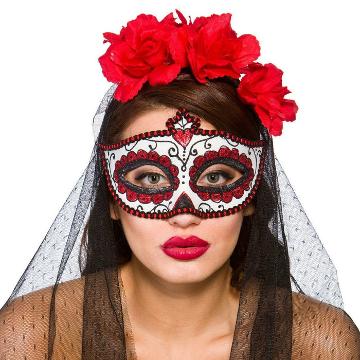 Adults Day Of The Dead Eye Mask Fancy Dress Accessory