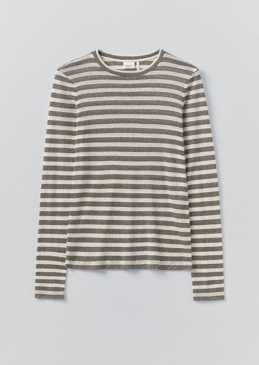 Agnes Stripe Wool Lyocell Tee | Cream/Black