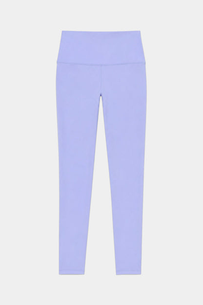 The SPLITS59 Airweight High Waist Legging in Purple Haze is crafted from ultra-soft Airweight fabric and featured here on a white background, shown from the front in a flat lay view. Ideal for hot yoga or everyday wear, these high-waisted leggings offer the perfect blend of performance and style.