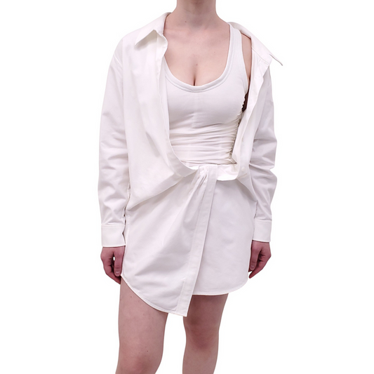 ALEXANDER WANG WHITE BUTTON UP SHIRT DRESS - SIZE 4