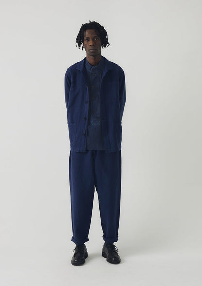 Alfie Garment Dyed Herringbone Trousers | Dark Indigo