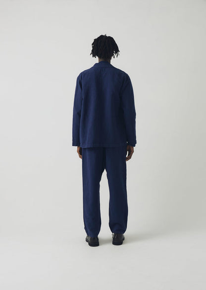 Alfie Garment Dyed Herringbone Trousers | Dark Indigo