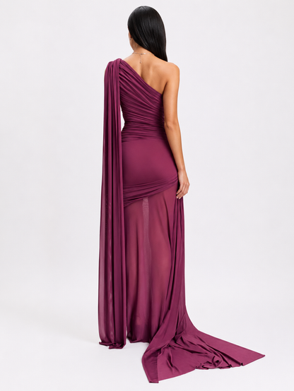 Amethyst One-Shoulder Draped Gown - Radiance