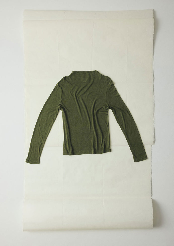Aster High Neck Wool Lyocell Tee | Artichoke