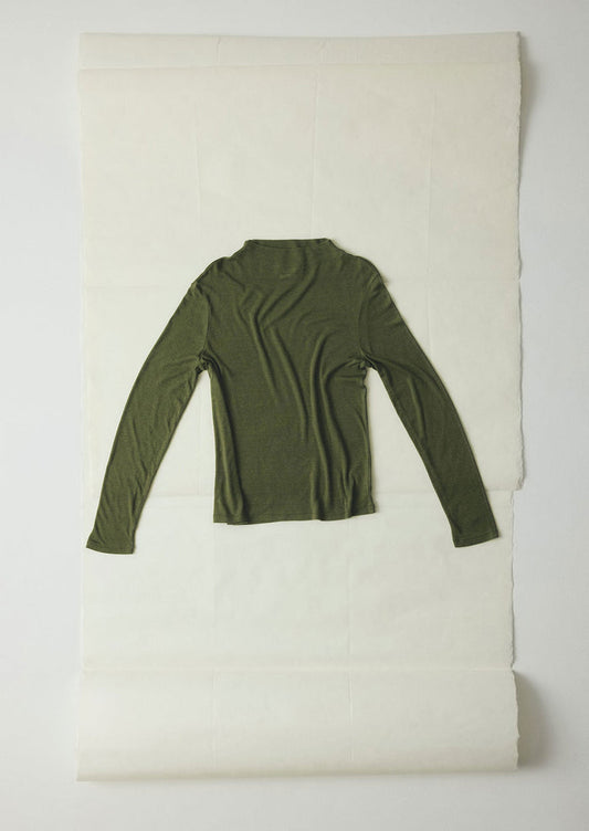 Aster High Neck Wool Lyocell Tee | Artichoke