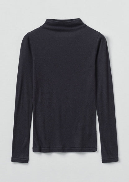 Aster High Neck Wool Lyocell Tee | Ink
