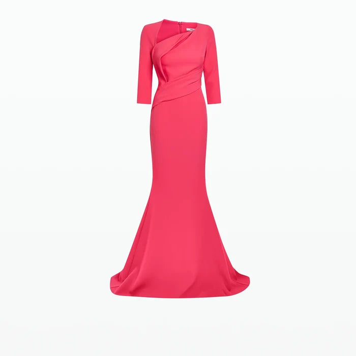 Asymmetric mermaid gown with wrap bodice – Noema-1