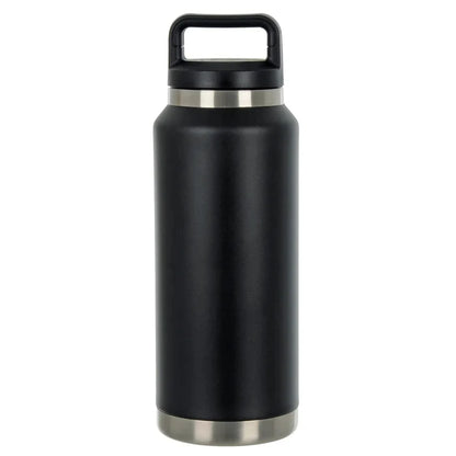 Black stainless steel large insulated water bottle with black handle lid