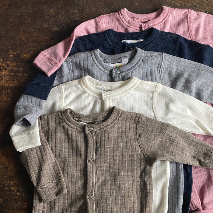 Baby & Kids Merino Wool Rib Pyjamas - Natural