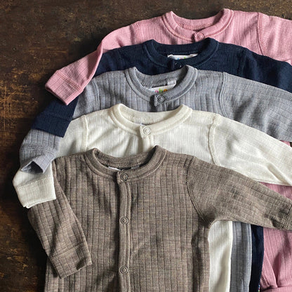 Baby & Kids Merino Wool Rib Pyjamas - Natural
