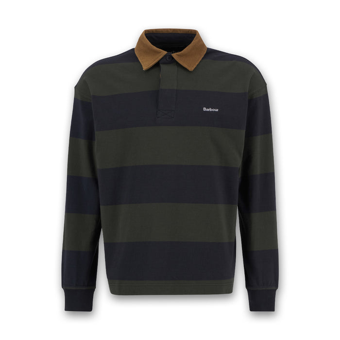 Barbour - Newclose Rugby Shirt in Olive/Black - Nigel Clare